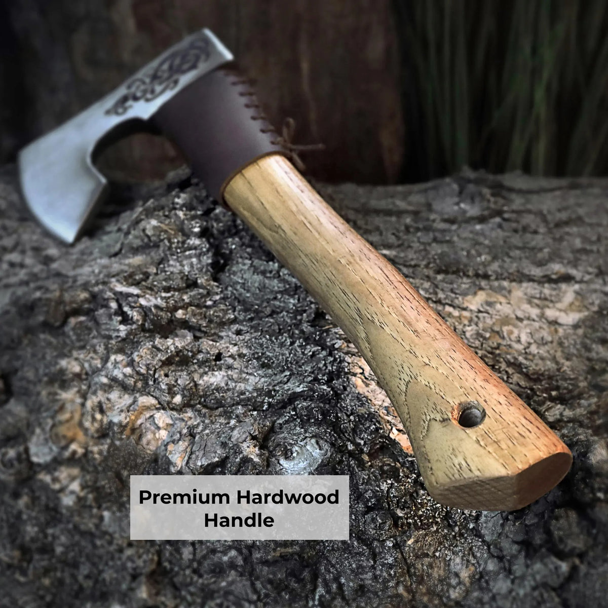 Engraved Camping Axe, Viking Bearded Axe with Sheath