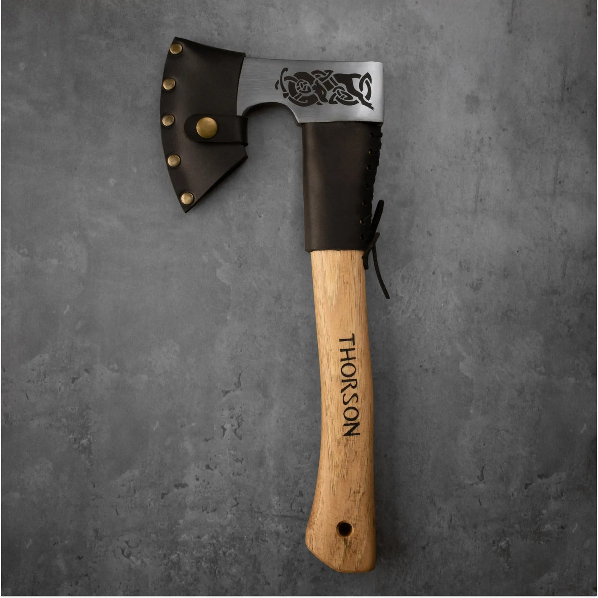 Engraved Camping Axe, Viking Bearded Axe with Sheath