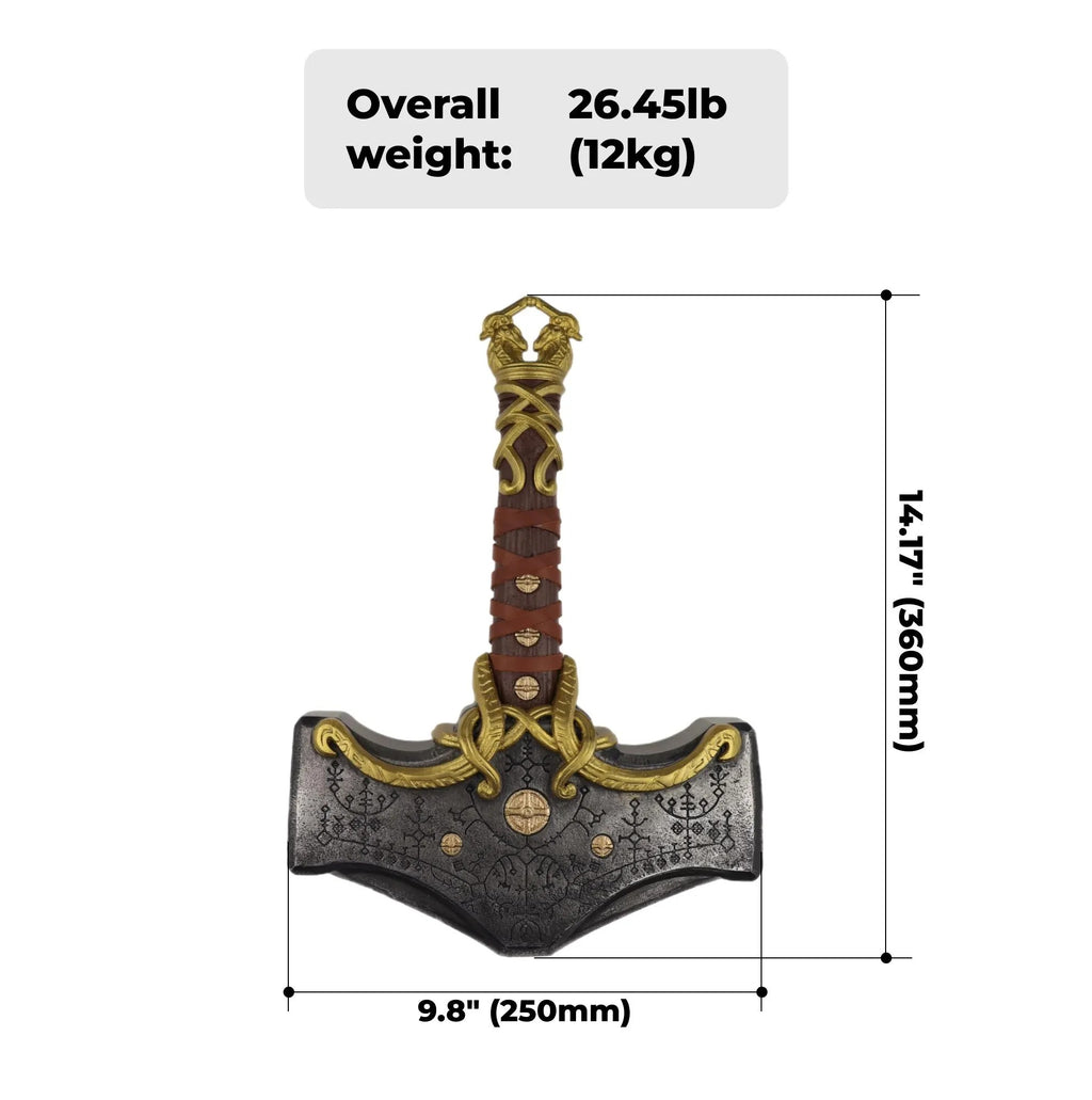 Mjolnir solid steel Hammer 26.45lb with glow-in-the-dark runes