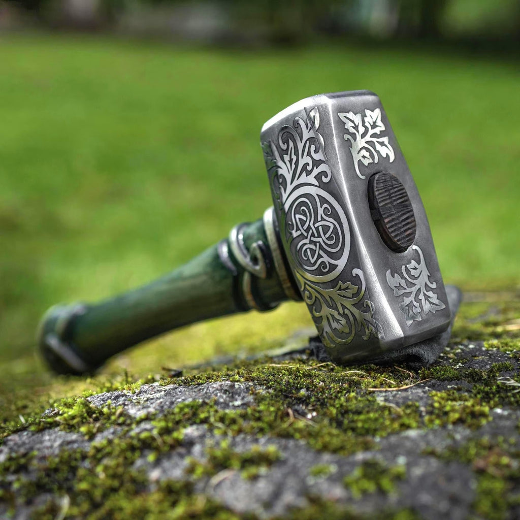 Engraved Hammer Druid Gift with Triskelion Symbol