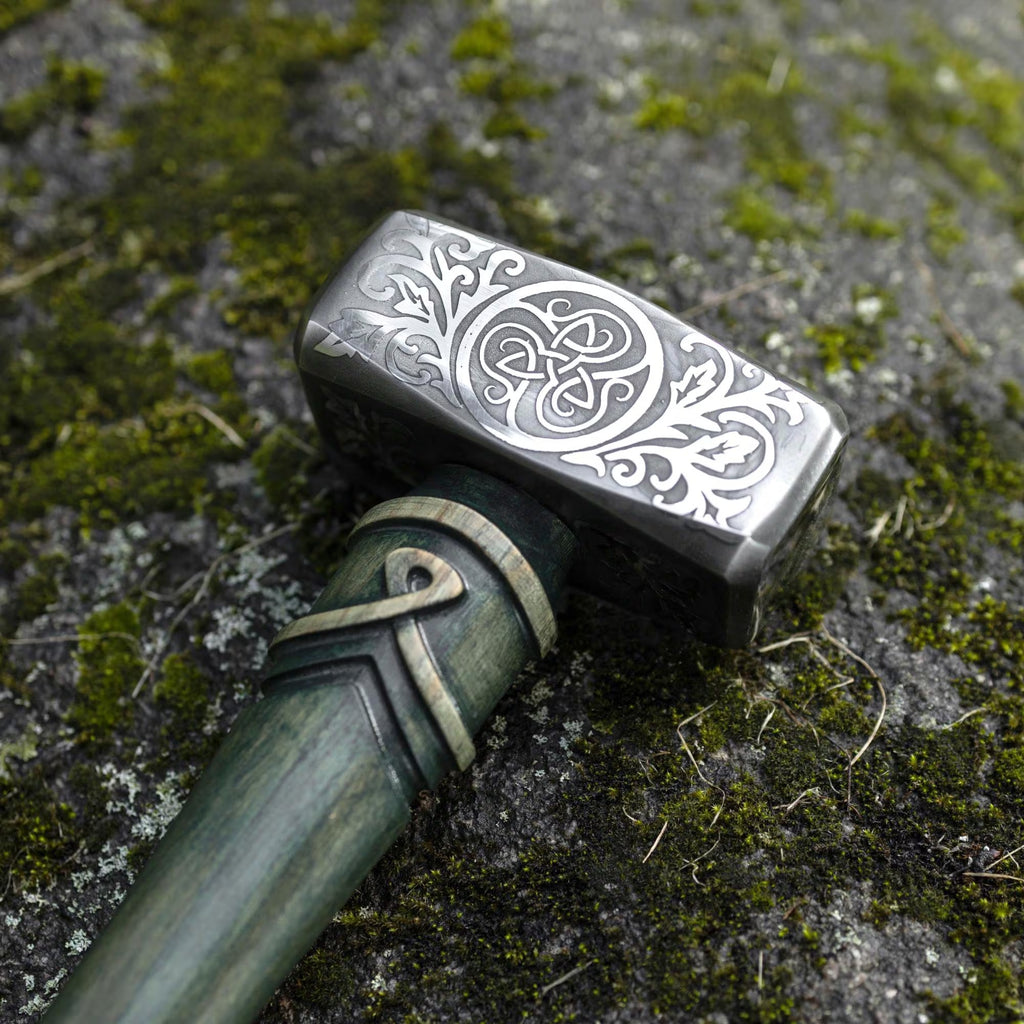 Engraved Hammer Druid Gift with Triskelion Symbol