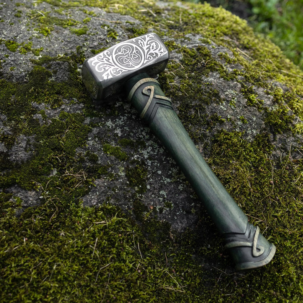 Engraved Hammer Druid Gift with Triskelion Symbol