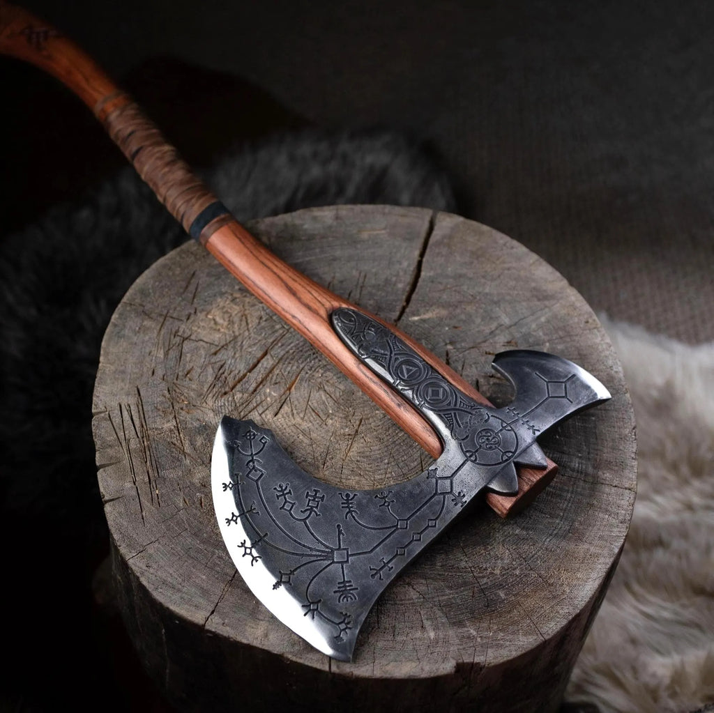 Leviathan Axe High Carbon Steel, Kratos Metal Axe Handcrafted