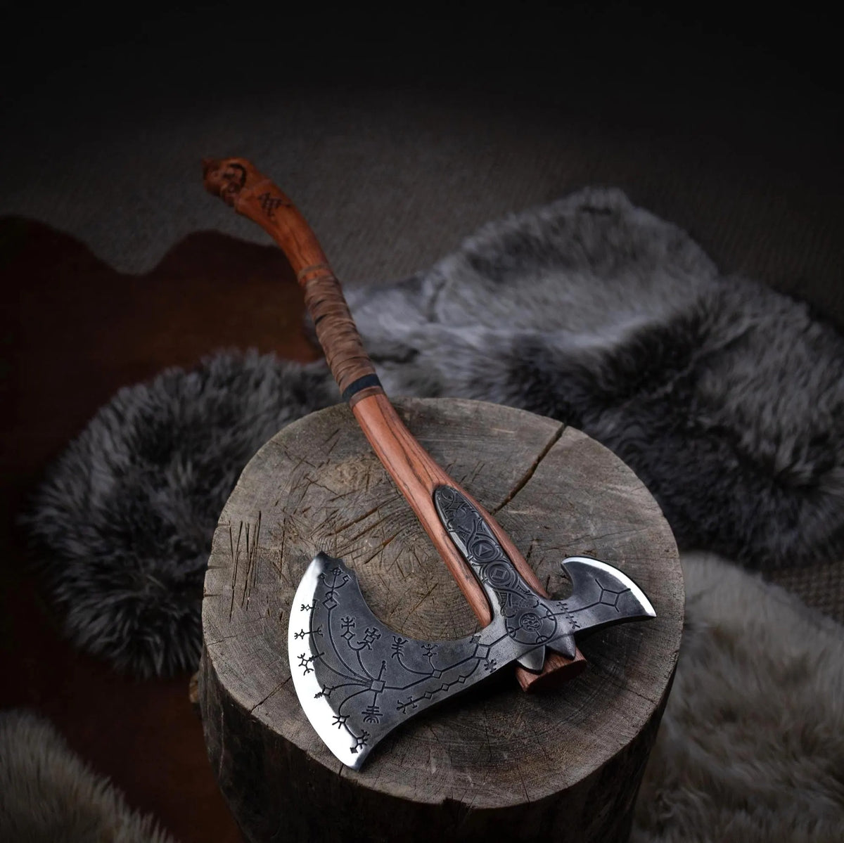 Leviathan Axe High Carbon Steel, Kratos Metal Axe Handcrafted