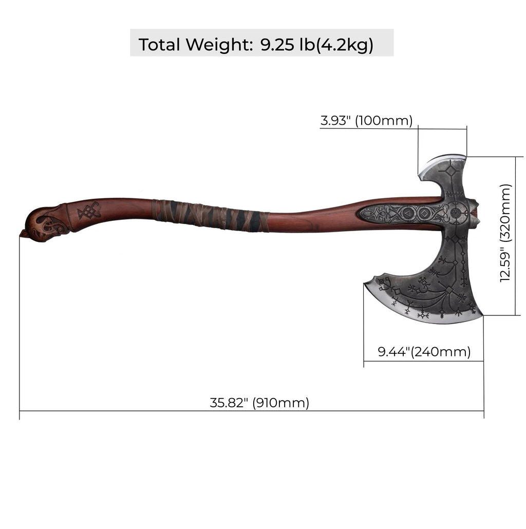 Leviathan Axe High Carbon Steel, Kratos Metal Axe Handcrafted