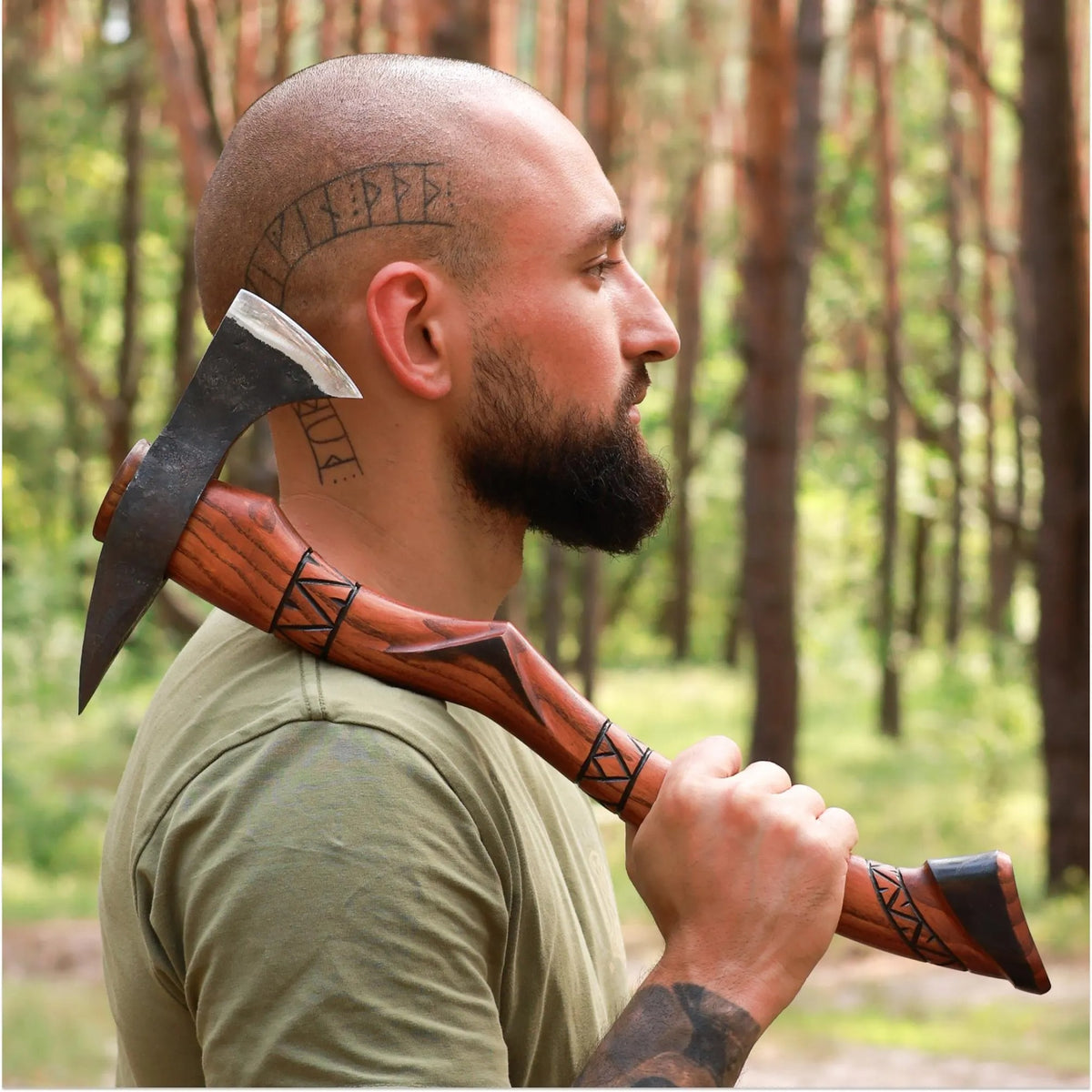 Indian Tomahawk Tribal Axe Custom Engraved: Functional Hatchet with Sheath