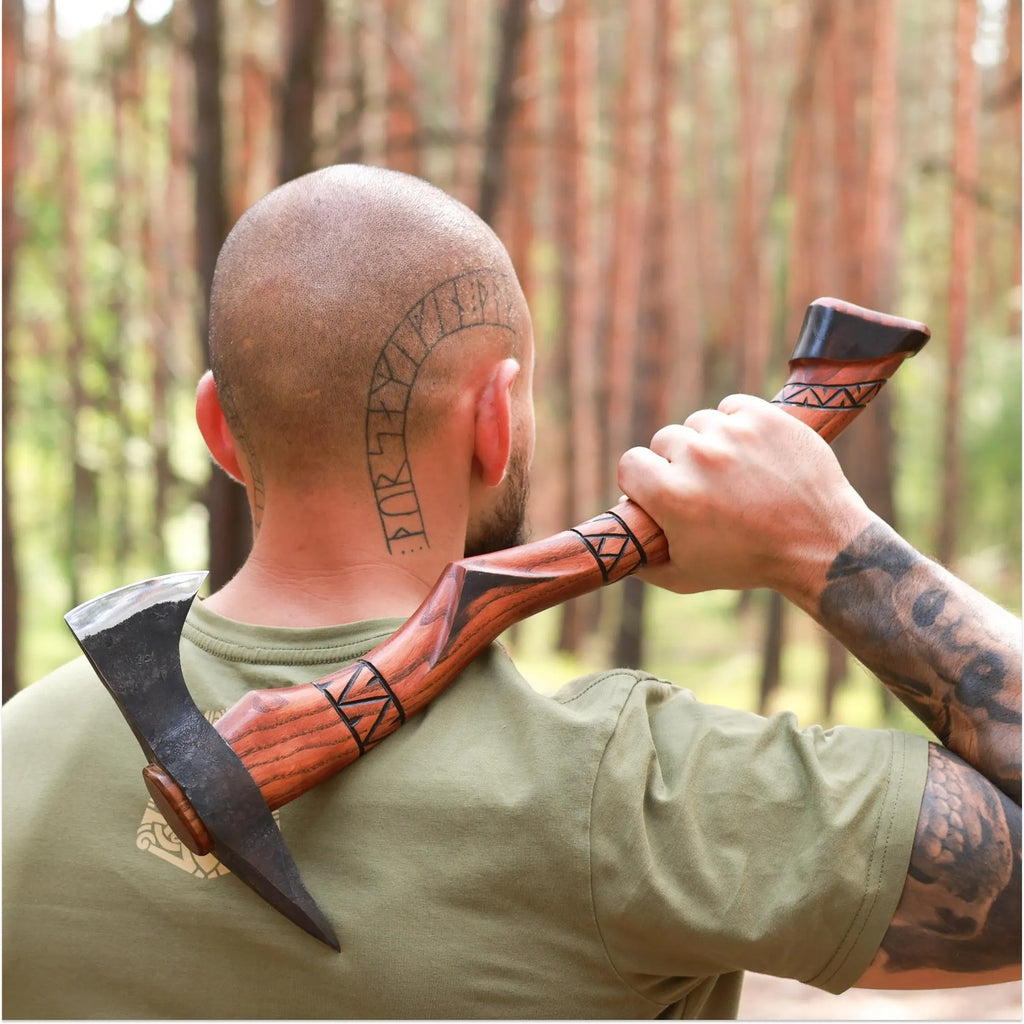 Indian Tomahawk Tribal Axe Custom Engraved: Functional Hatchet with Sheath
