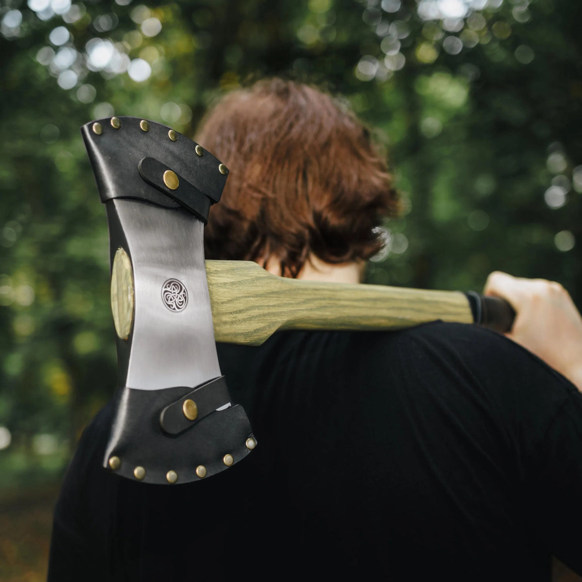 Viking Axe Double Bit: Personalized Engraved Double Head Hatchet for Chopping with Sheath