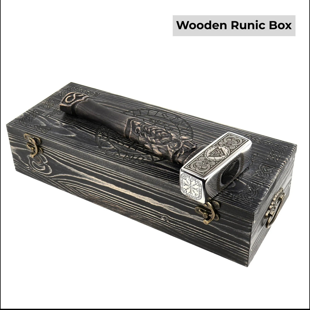 Viking Hammer Handmade: Hand-Carved Nordic Odin Handle, Engraved Valknut