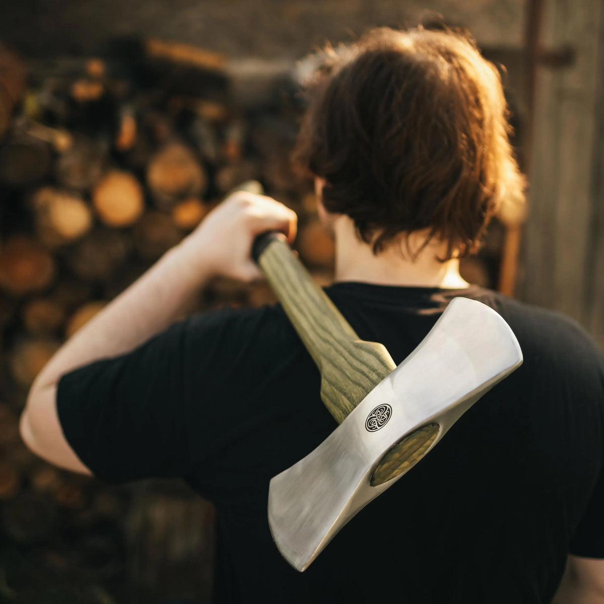 Viking Axe Double Bit: Personalized Engraved Double Head Hatchet for Chopping with Sheath