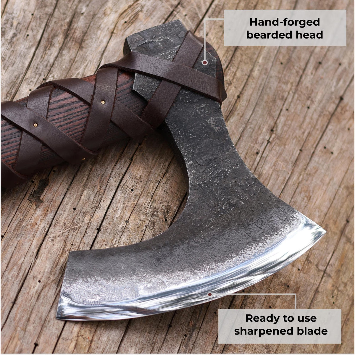 Hand Forged Viking Axe with Long Handle, Custom Engraved Chopping Axe & Sheath