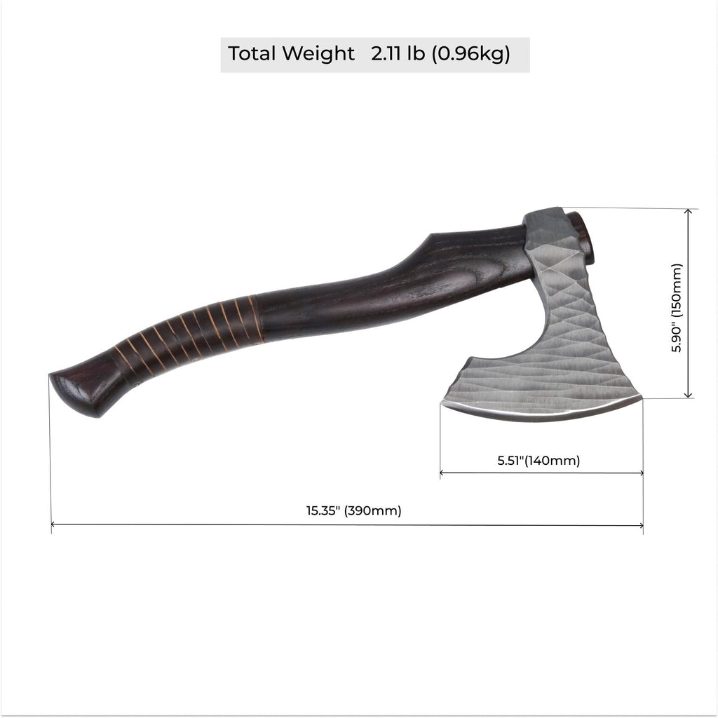 Handmade Viking Hatchet Custom Engraved, Functional Camping Axe Forged with Sheath & wooden runic box