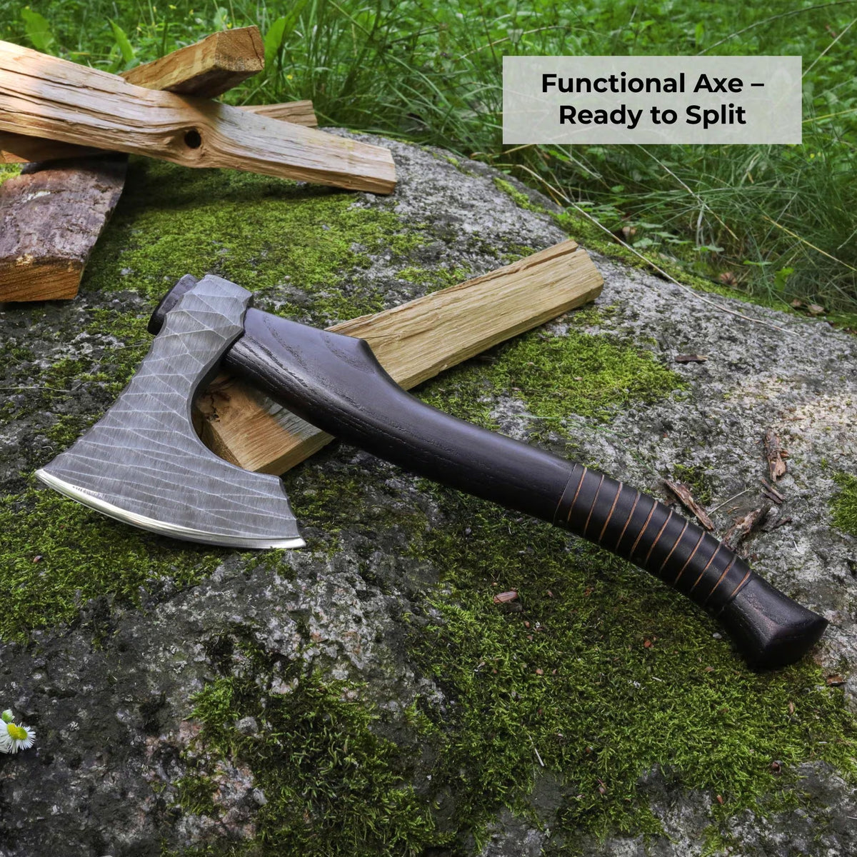 Handmade Viking Hatchet Custom Engraved, Functional Camping Axe Forged with Sheath & wooden runic box