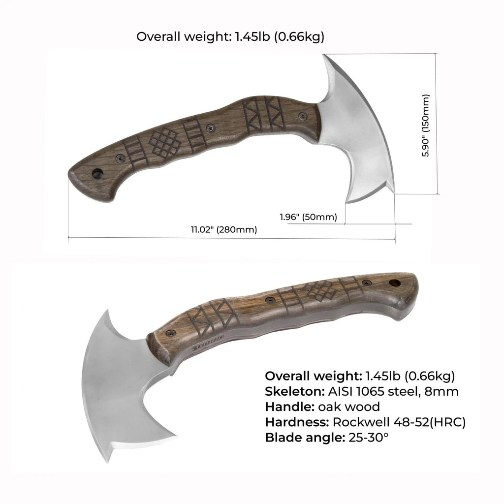Forged Tomahawk Full Tang, Handmade Bushcraft Axe with Sheath, Functional Indian Engarved Tomahawk